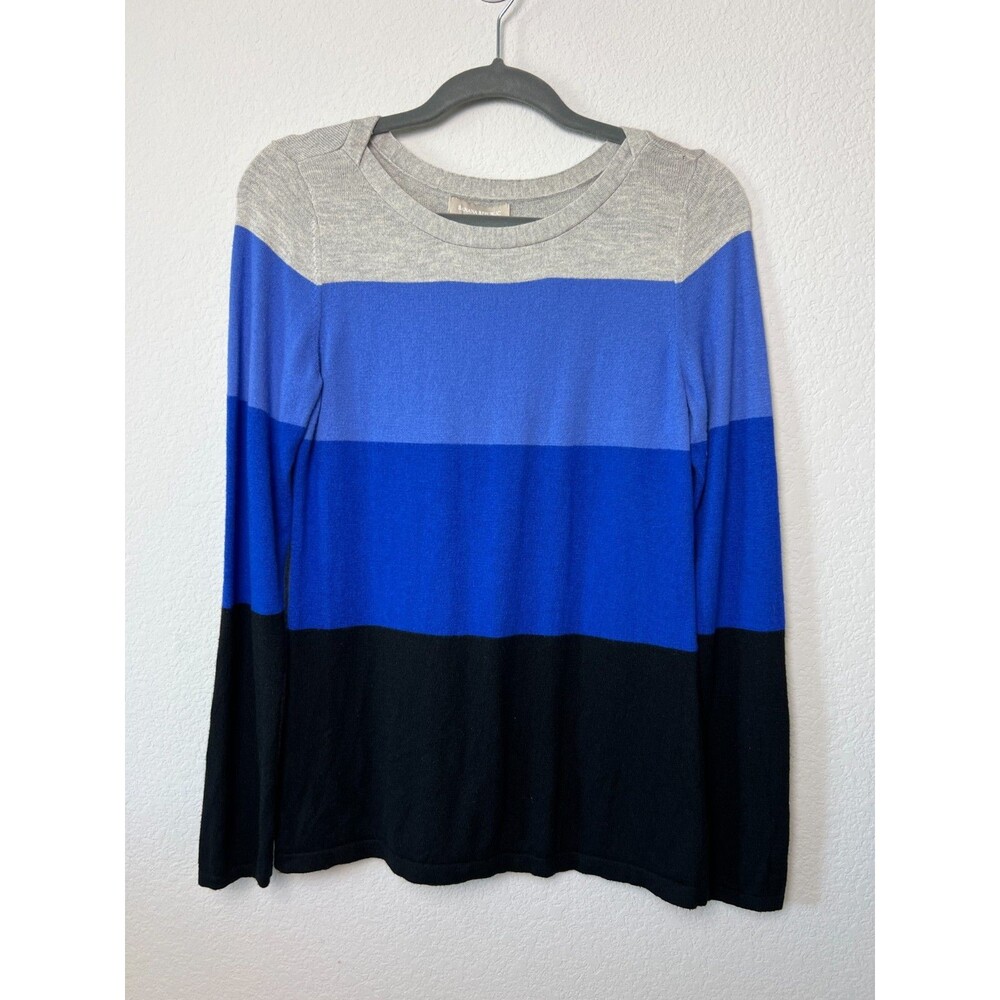 Banana Republic Colorblock Long Sleeve Sweater Women's Medium Blue Gray Black